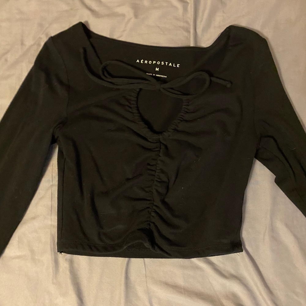 Black long sleeve with tie in front